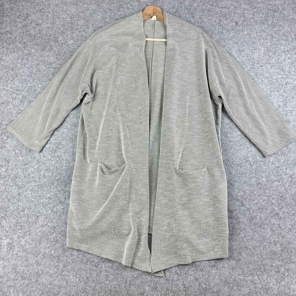 Anthropologie Donni Cardigan Sweater Duster Gray Striped OSFA One Size S M L XL